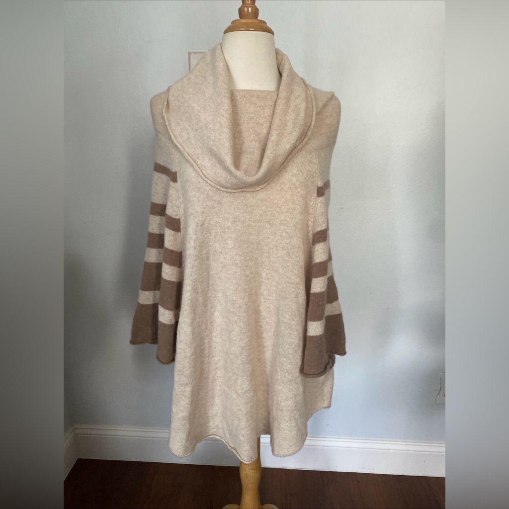 Cullen 100% Cashmere Cowl Neck Batwing Cape Style Sweater Size S P